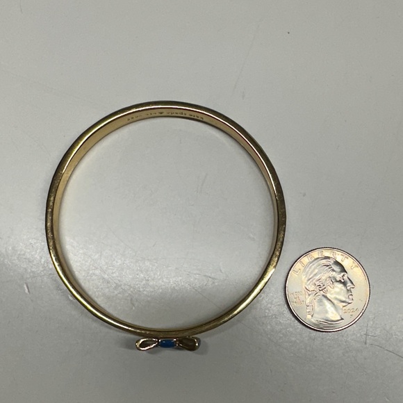 Kate Spade Take a Bow Bangle Bracelet Striped Navy Blue White 12K Gold Plated - Picture 6 of 8